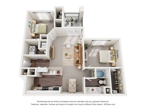 Floor plan for 2 beds, 1 bath, 1024 sqft